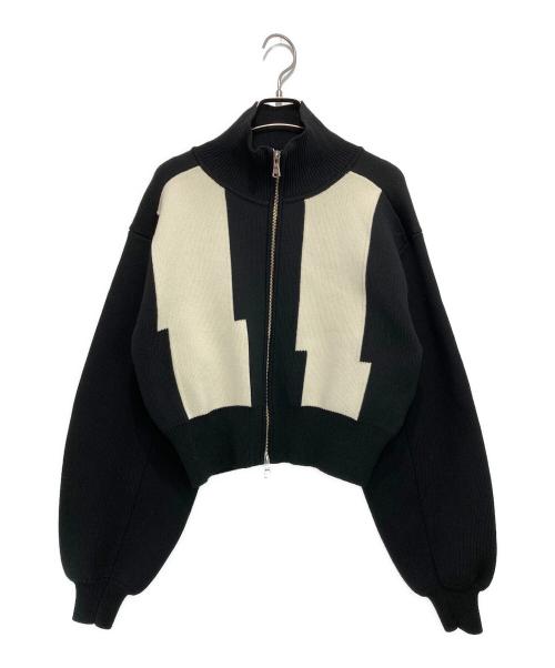 Adam et Rope（アダム エ ロペ）Adam et Rope (アダム エ ロペ) ショートジャカードドライバーズニット ブラック サイズ:Fの古着・服飾アイテム