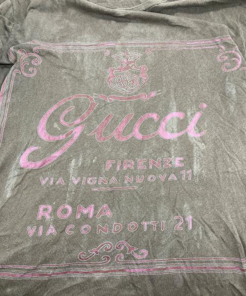 GUCCI（グッチ）GUCCI (グッチ) ヴィンテージ加工Tシャツ ブラウン サイズ:Sの古着・服飾アイテム