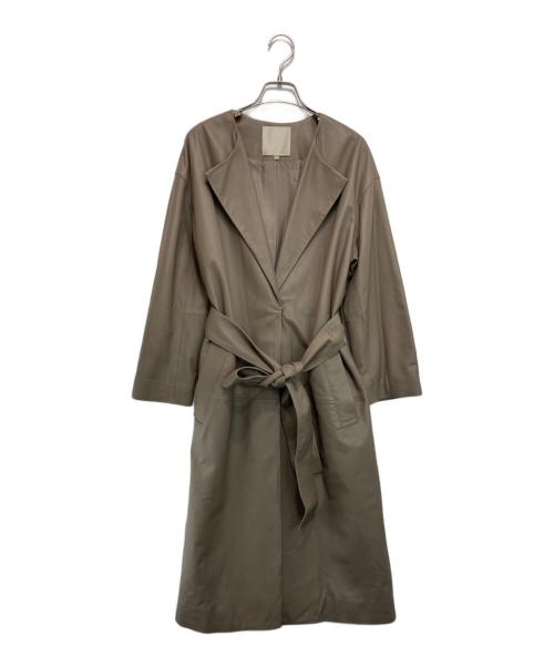 自由区（ジユウク）自由区 (ジユウク) ラムレザーロングコート ベージュ サイズ:40の古着・服飾アイテム