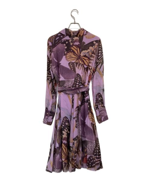 VIVIENNE TAM（ヴィヴィアンタム）VIVIENNE TAM (ヴィヴィアンタム) 蝶柄シルクシャツワンピース パープルの古着・服飾アイテム