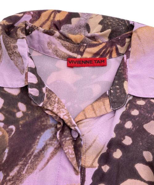 VIVIENNE TAM（ヴィヴィアンタム）VIVIENNE TAM (ヴィヴィアンタム) 蝶柄シルクシャツワンピース パープルの古着・服飾アイテム