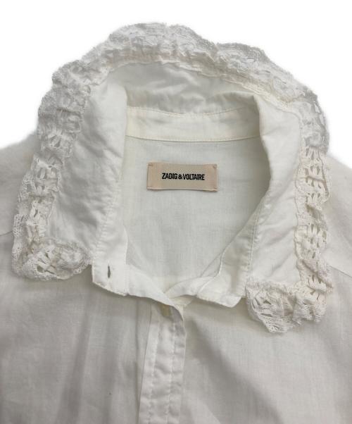 Zadig&Voltaire（ザディグエヴォルテール）ZADIG&VOLTAIRE (ザディグエヴォルテール) レース刺繍シャツワンピース ホワイト サイズ:XSの古着・服飾アイテム
