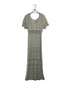 HER LIP TOハーリップトゥ）の古着「Linen-blend Crochet Summer Dress」｜ミントグリーン