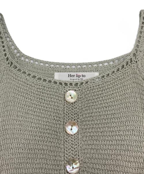 HER LIP TO（ハーリップトゥ）Her lip to (ハーリップトゥ) Linen-blend Crochet Summer Dress ミントグリーン サイズ:M 未使用品の古着・服飾アイテム