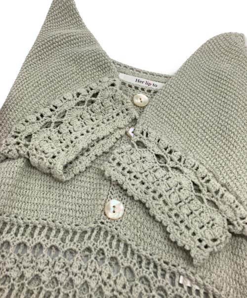 HER LIP TO（ハーリップトゥ）Her lip to (ハーリップトゥ) Linen-blend Crochet Summer Dress ミントグリーン サイズ:M 未使用品の古着・服飾アイテム