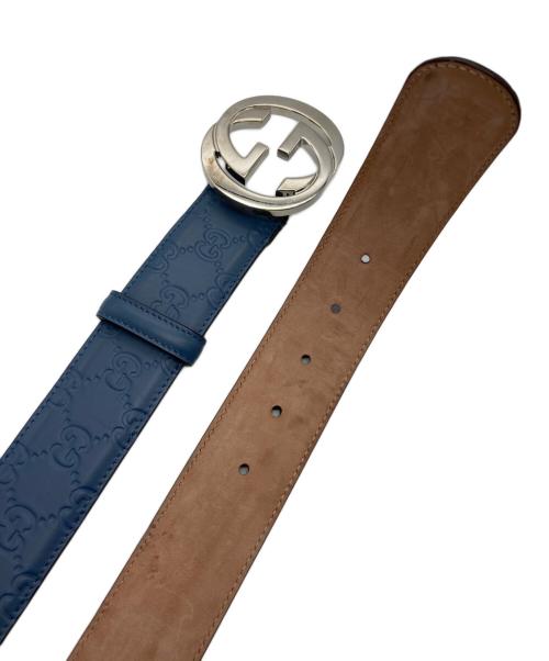 GUCCI（グッチ）GUCCI (グッチ) インターロッキングG バックル付き ベルト ネイビー サイズ:90・36の古着・服飾アイテム