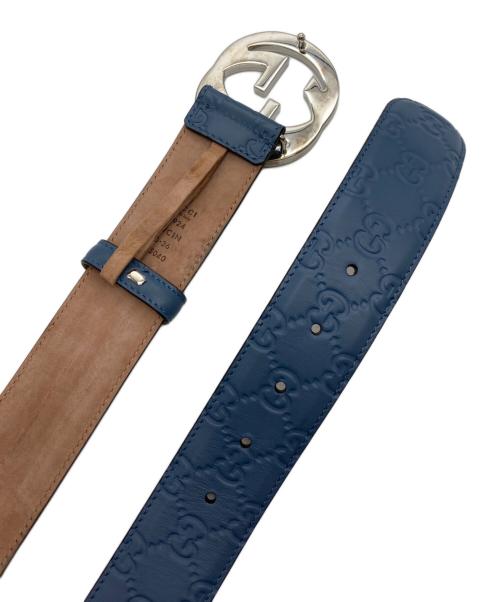 GUCCI（グッチ）GUCCI (グッチ) インターロッキングG バックル付き ベルト ネイビー サイズ:90・36の古着・服飾アイテム