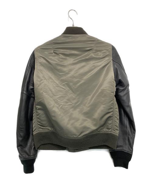ALPHA（アルファ）ALPHA (アルファ) nano・universe (ナノ・ユニバース) 別注レザー切替MA-1ジャケット カーキ サイズ:Sの古着・服飾アイテム