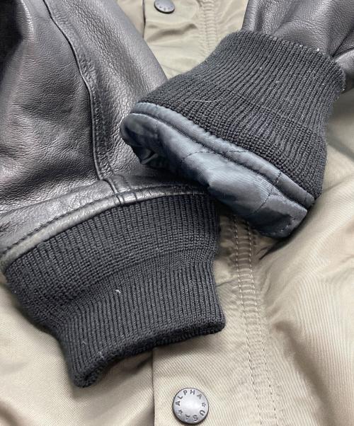 ALPHA（アルファ）ALPHA (アルファ) nano・universe (ナノ・ユニバース) 別注レザー切替MA-1ジャケット カーキ サイズ:Sの古着・服飾アイテム