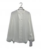 icBアイシービー）の古着「BackSatinAmunzen キーネックブラウス」｜ホワイト