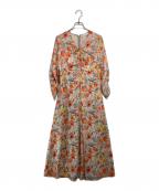 BALLSEYボールジィ）の古着「スプリングフラワープリント ドロストギャザーワンピース」｜オレンジ