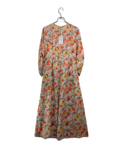 BALLSEY（ボールジィ）BALLSEY (ボールジィ) スプリングフラワープリント ドロストギャザーワンピース オレンジ サイズ:34 未使用品の古着・服飾アイテム