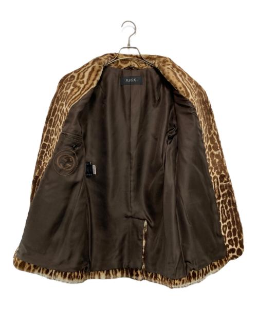 GUCCI（グッチ）GUCCI (グッチ) レオパード柄 ワラビーファージャケット ベージュ サイズ:50の古着・服飾アイテム