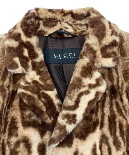 GUCCI（グッチ）GUCCI (グッチ) レオパード柄 ワラビーファージャケット ベージュ サイズ:50の古着・服飾アイテム