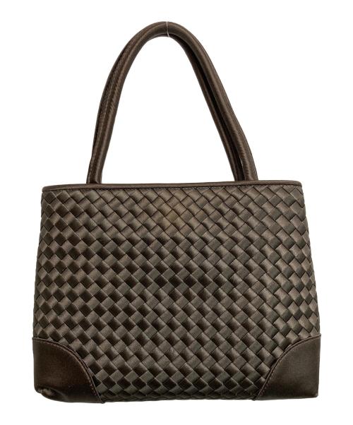 BOTTEGA VENETA（ボッテガベネタ）BOTTEGA VENETA (ボッテガベネタ) サテンイントレチャートミニハンドバッグ ベージュの古着・服飾アイテム