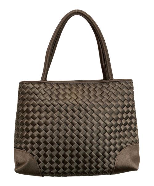 BOTTEGA VENETA（ボッテガベネタ）BOTTEGA VENETA (ボッテガベネタ) サテンイントレチャートミニハンドバッグ ベージュの古着・服飾アイテム