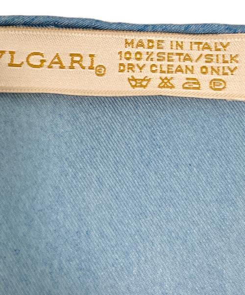 BVLGARI（ブルガリ）BVLGARI (ブルガリ) シルクスカーフ ホワイト×スカイブルーの古着・服飾アイテム