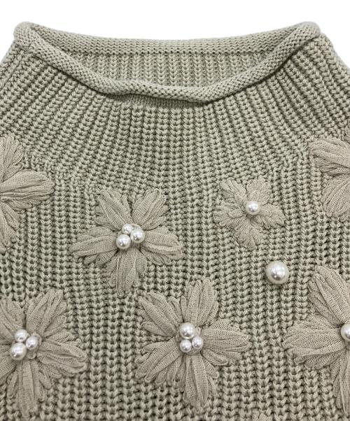 Rene（ルネ）Rene (ルネ) フラワーチュール ニットベスト プルオーバー ベージュ サイズ:36の古着・服飾アイテム