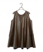 CLANEクラネ）の古着「W FACE VEGAN LEATHER FLARE TOPS」｜ブラウン