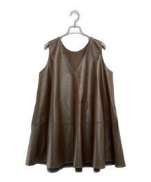 CLANE（クラネ）の古着「W FACE VEGAN LEATHER FLARE TOPS」｜ブラウン