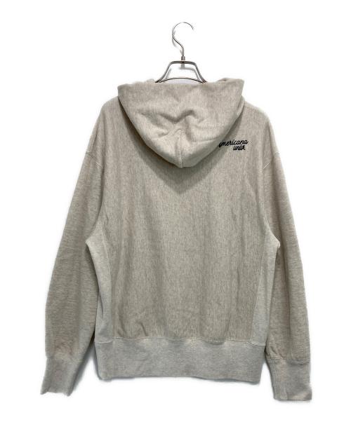 Americana（アメリカーナ）Americana (アメリカーナ) カレッジプリントフーディ グレー サイズ:Mの古着・服飾アイテム