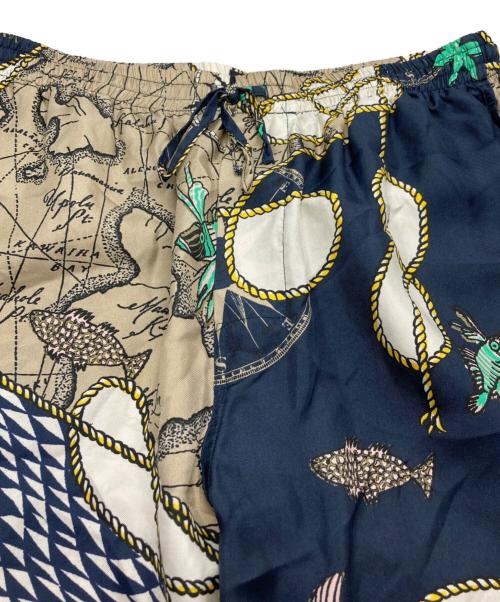 BANANATIME（バナナタイム）BANANATIME (バナナタイム) シルクイージーパンツ ベージュ×ネイビー サイズ:xsの古着・服飾アイテム