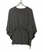 MM6 Maison Margielaエムエムシックスメゾンマルジェラ）の古着「デザインストライプブラウス」｜ホワイト×ブラック