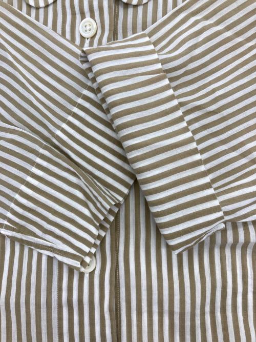 MARGARET HOWELL（マーガレットハウエル）MARGARET HOWELL (マーガレットハウエル) BLOD STRIPE COTTN SILK 半袖ブラウス ベージュ サイズ:2の古着・服飾アイテム