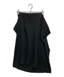 Y's（ワイズ）の古着「カットオフ加工ロゴプリントスカート」｜ブラック