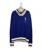 POLO RALPH LAURENポロ・ラルフローレン）の古着「ショールカラーニット」｜ブルー