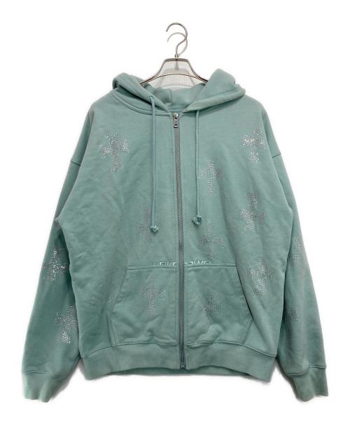 unknown（アンノウン）unknown (アンノウン) ラインストーンジップパーカー スカイブルー サイズ:Lの古着・服飾アイテム