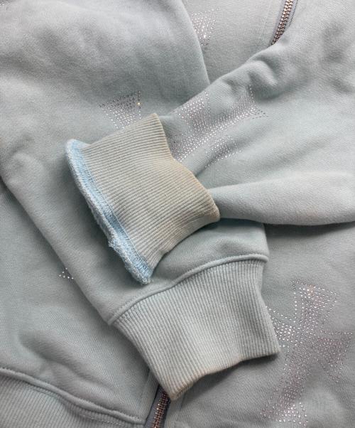 unknown（アンノウン）unknown (アンノウン) ラインストーンジップパーカー スカイブルー サイズ:Lの古着・服飾アイテム