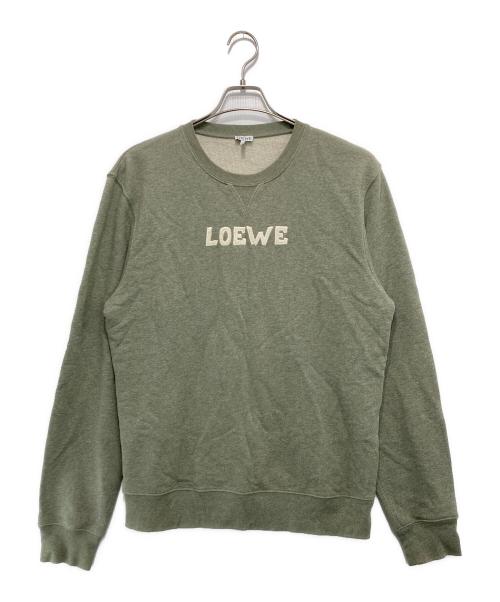 LOEWE（ロエベ）LOEWE (ロエベ) ロゴ刺繍クルーネックスウェット グリーン サイズ:Mの古着・服飾アイテム