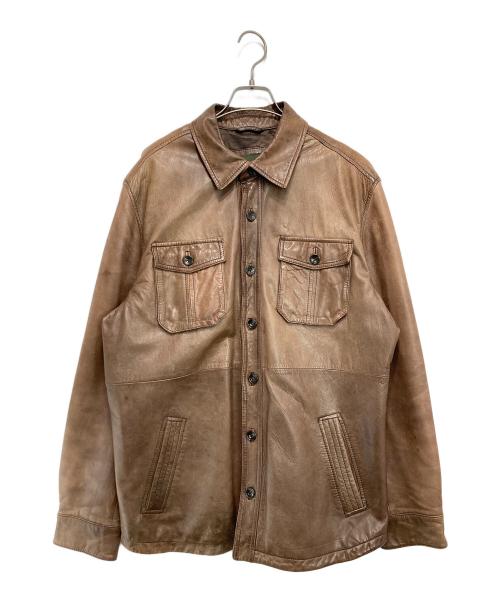 Eddie Bauer（エディーバウアー）Eddie Bauer (エディーバウアー) ラムレザージャケット ブラウン サイズ:Lの古着・服飾アイテム