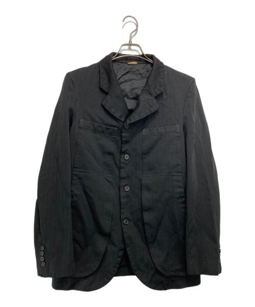 COMME des GARCONS HOMME DEUX（コムデギャルソン オム ドゥ）COMME des GARCONS HOMME DEUX (コムデギャルソン オム ドゥ) ポリ縮絨 4B ストライプ テーラードジャケット ブラック サイズ:Sの古着・服飾アイテム