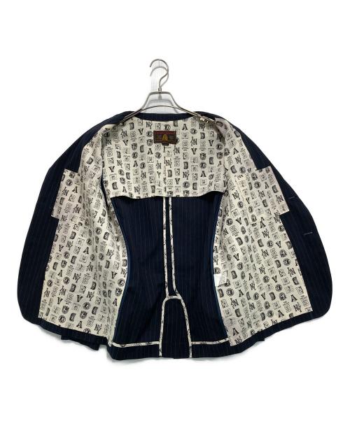 Hysteric Glamour（ヒステリックグラマー）Hysteric Glamour (ヒステリックグラマー) ストライプテーラードジャケット ネイビー サイズ:Sの古着・服飾アイテム