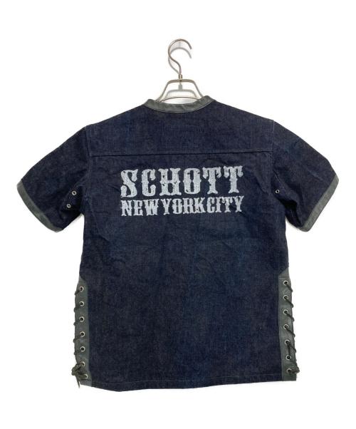 Schott（ショット）Schott (ショット) 半袖デニムtシャツ インディゴ サイズ:Sの古着・服飾アイテム
