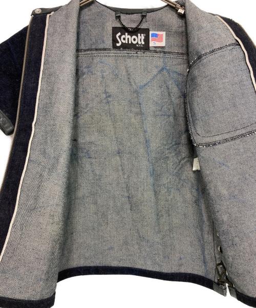 Schott（ショット）Schott (ショット) 半袖デニムtシャツ インディゴ サイズ:Sの古着・服飾アイテム