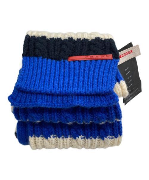 PRADA（プラダ）PRADA (プラダ) ロングボーダーマフラー ブルー サイズ:TUの古着・服飾アイテム