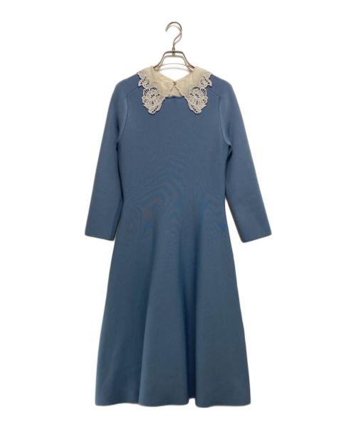 ANAYI（アナイ）ANAYI (アナイ) エンブロイダリーカラーフレアーワンピース ブルー サイズ:38の古着・服飾アイテム