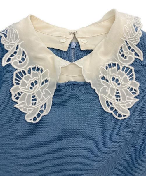 ANAYI（アナイ）ANAYI (アナイ) エンブロイダリーカラーフレアーワンピース ブルー サイズ:38の古着・服飾アイテム