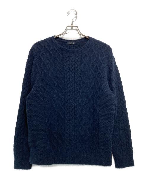 PAPAS PLUS（パパスプラス）PAPAS PLUS (パパスプラス) ヤクブレンドケーブルニット ネイビー サイズ:Mの古着・服飾アイテム