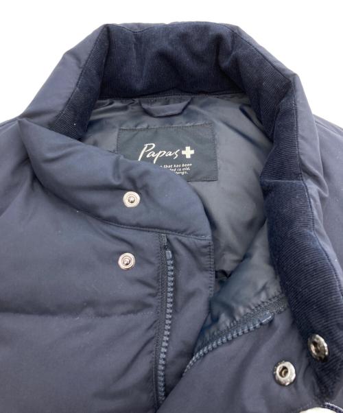 PAPAS PLUS（パパスプラス）PAPAS PLUS (パパスプラス) ロゴワッペン ダウンベスト ネイビー サイズ:Mの古着・服飾アイテム