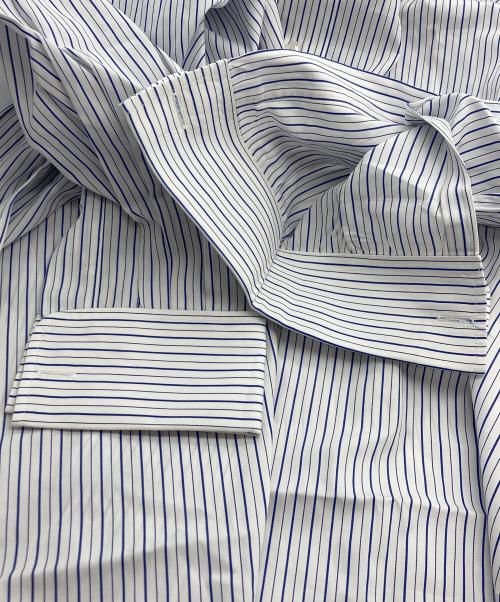 HERMES（エルメス）HERMES (エルメス) ストライプシャツ ホワイト×ブルー サイズ:42の古着・服飾アイテム