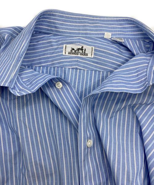 HERMES（エルメス）HERMES (エルメス) セリエボタンストライプシャツ スカイブルー×ホワイト サイズ:４２の古着・服飾アイテム