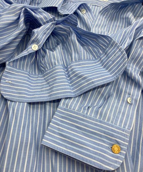 HERMES（エルメス）HERMES (エルメス) セリエボタンストライプシャツ スカイブルー×ホワイト サイズ:４２の古着・服飾アイテム