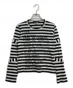 COMME des GARCONSコムデギャルソン）の古着「プリントロングスリーブカットソー」｜ホワイト×ブラック