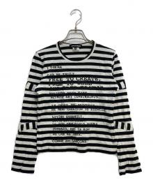 COMME des GARCONS（コムデギャルソン）の古着「プリントロングスリーブカットソー」｜ホワイト×ブラック