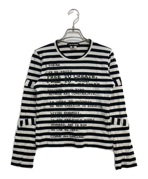 COMME des GARCONS（コムデギャルソン）COMME des GARCONS (コムデギャルソン) プリントロングスリーブカットソー ホワイト×ブラック サイズ:XSの古着・服飾アイテム