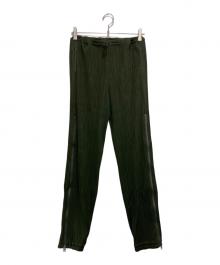 PLEATS PLEASE（プリーツプリーズ）の古着「サイドジッププリーツパンツ」｜グリーン